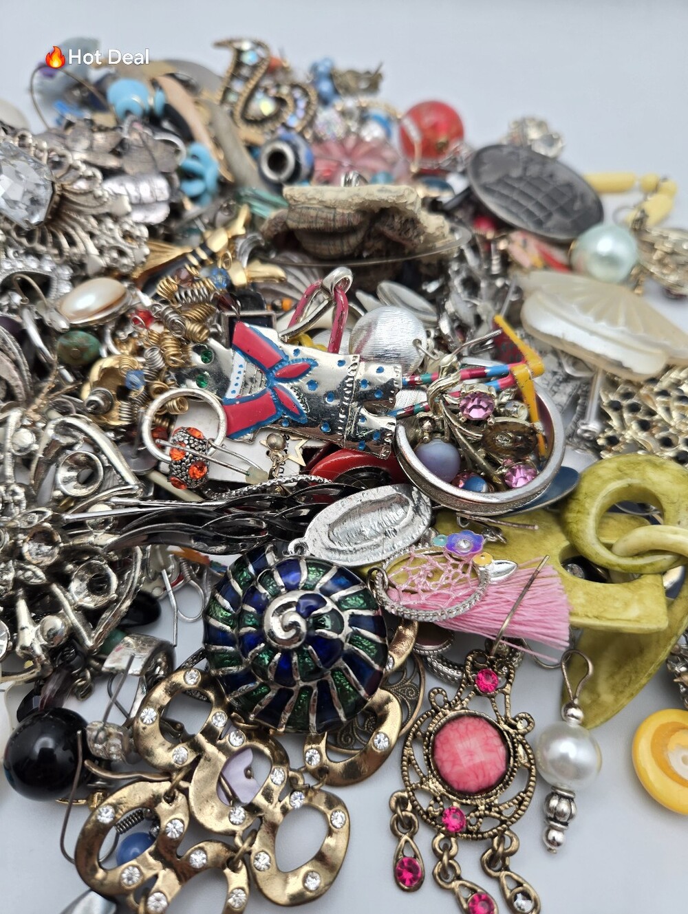 Mixed Jewelry Scrap & DIY Lot 2 lbs, Various Colors & Materials